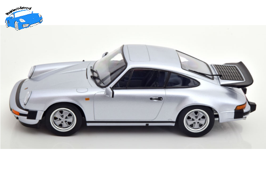 Porsche 911 Carrera 3.2 Coupe mit Spoiler 250.000. 911er 1988 silbergrau | KK-Scale | 1:18