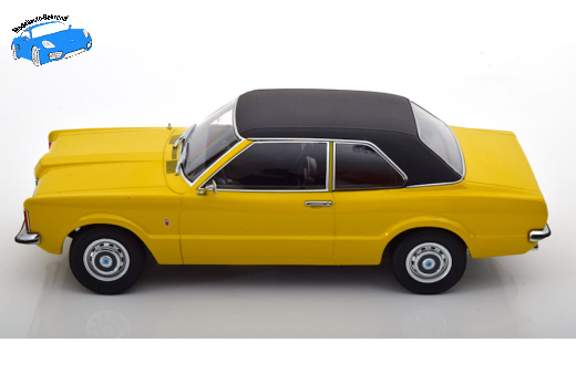 Ford Taunus L mit Vinyldach 1971 gelb/mattschwarz | KK-Scale | 1:18