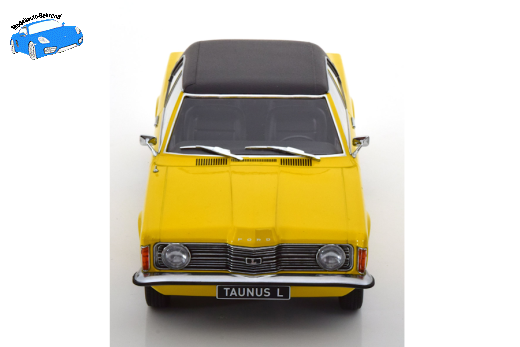 Ford Taunus L mit Vinyldach 1971 gelb/mattschwarz | KK-Scale | 1:18