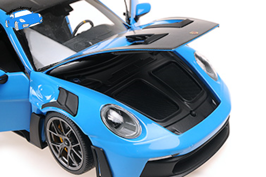Porsche 911 (992) GT3 RS 2024 blue W/Weissach Package W darksilver Wheels | Minichamps | 1:18