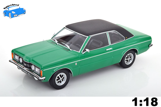 Ford Taunus GXL Limousine mit Vinyldach 1971 grün/mattschwarz | KK-Scale | 1:18