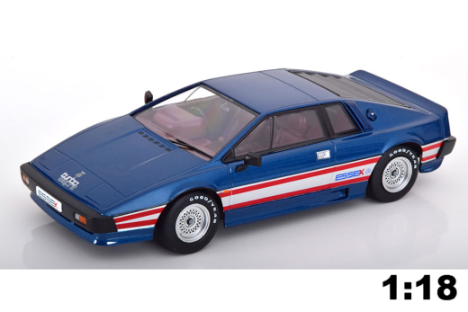 Lotus Esprit Turbo Essex 1981 blaumetallic/silber/rot | KK-Scale | 1:18